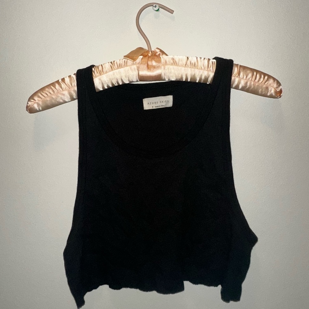 Aritzia-Azure Skies Black Crop Tank Top